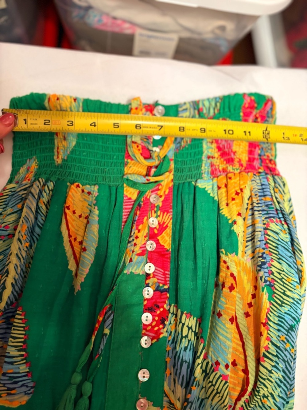 Cynthia Rowley green, pink, and yellow tropical floral print midi skirt/dress - Picture 7 of 9
